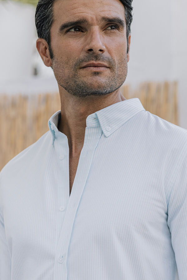 Celopman Camisa com listras diplom&aacute;ticas  azul