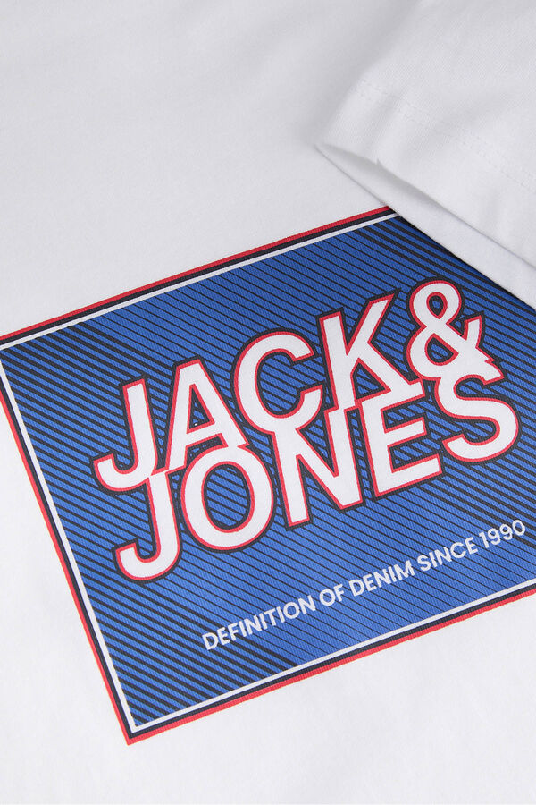 Jack & Jones Camiseta b&aacute;sica con logo blanco