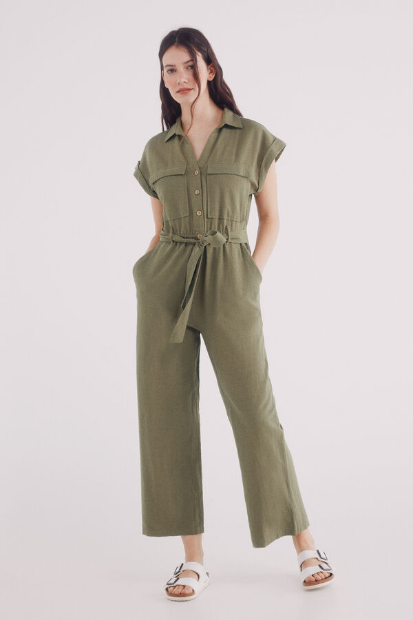 Springfield Macac&atilde;o camisa de linho de linho estampado