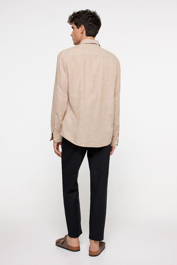 Springfield Pantal&oacute;n lino slim fit negro