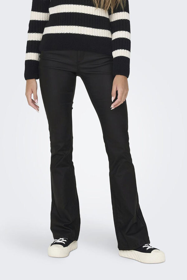 Only Calça larga encerada preto