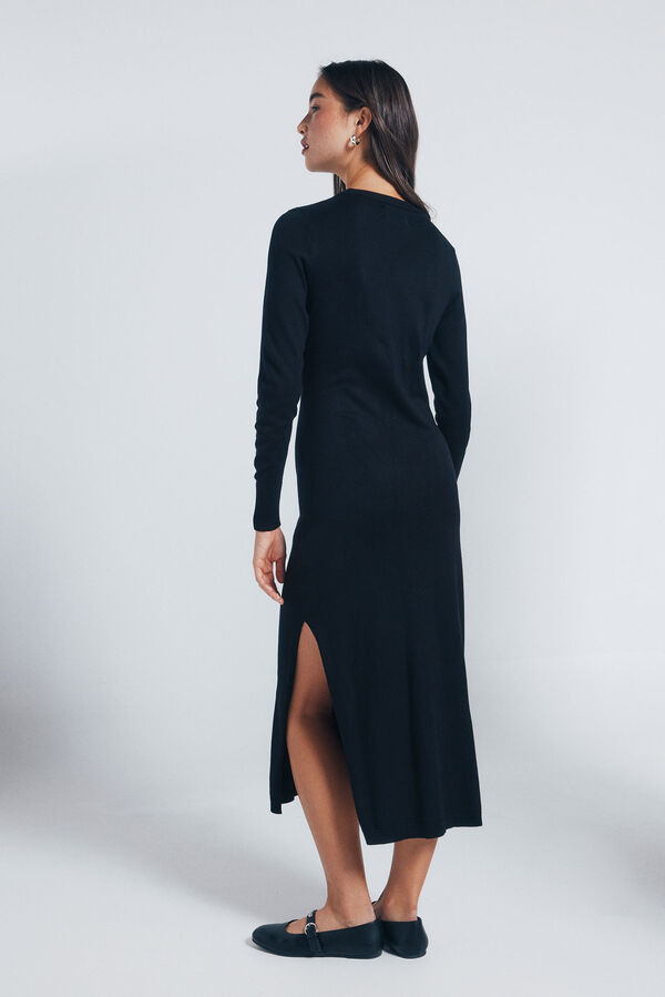 Springfield Vestido midi punto negro