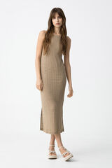 Tiffosi Vestido de malha perfurada cru