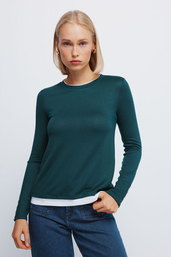 Springfield Camiseta tacto suave efecto doble prenda verde