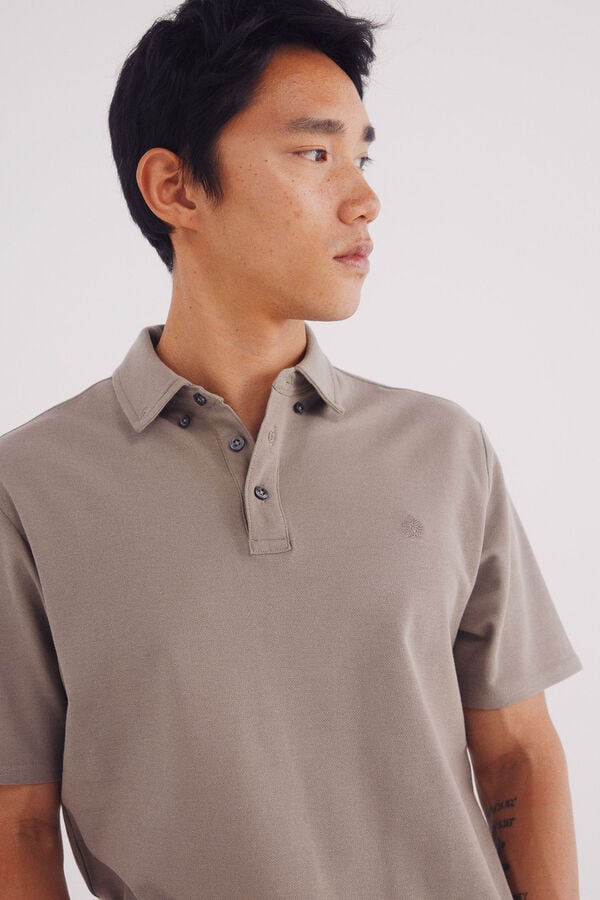 Springfield vestido slim fit com look polo piqu&eacute; cru