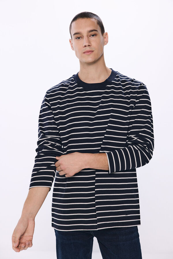 Springfield Camiseta manga larga raya marinera azul