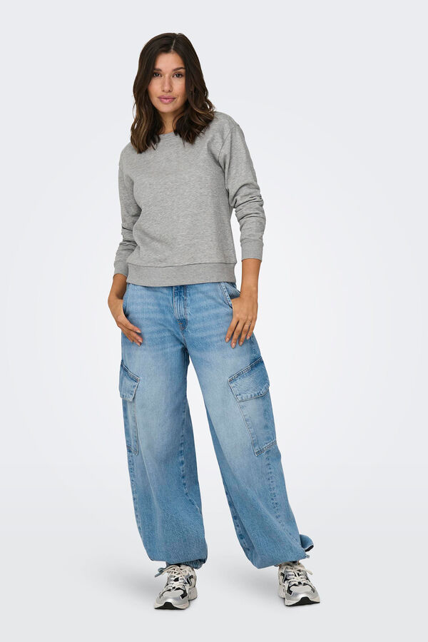 JDY Sudadera básica sin capucha gris