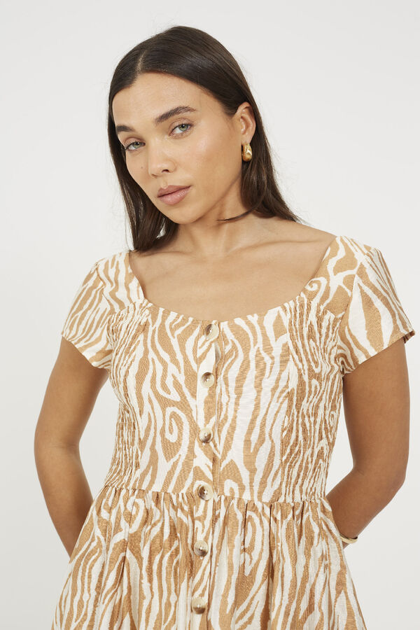 Brave Soul Vestido curto estampado bege