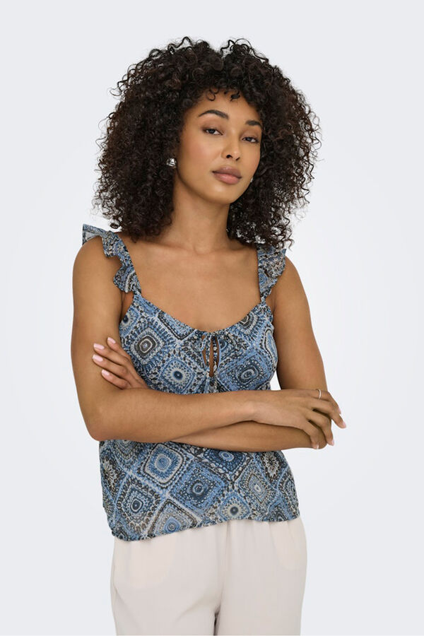 Only Blusa com al&ccedil;as ajust&aacute;vel azul