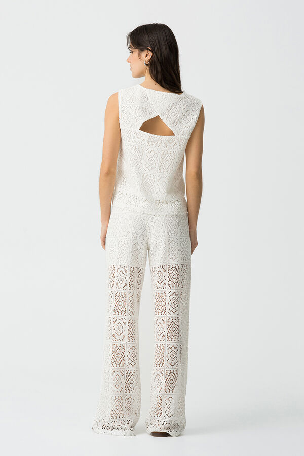 Tiffosi Calças de malha com efeito bordado branco