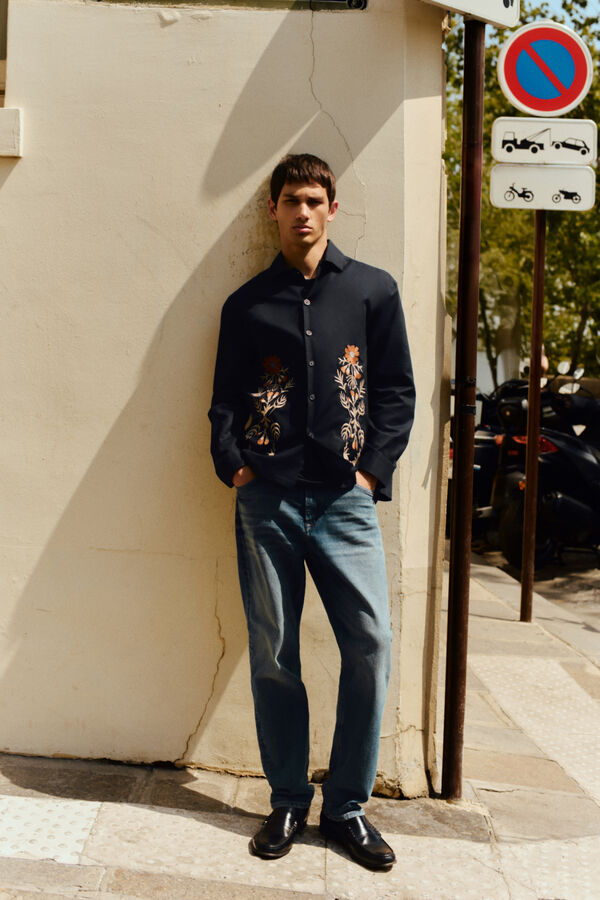 Springfield Sobrecamisa bordada azul