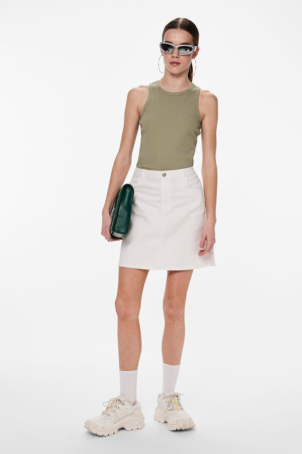 Pieces Saia curta denim branco