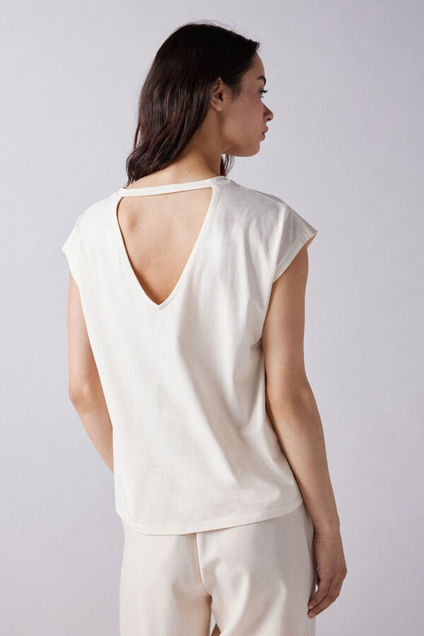 Springfield Camiseta gr&aacute;fica escote espalda beige