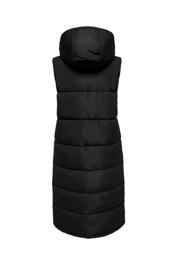 Only Colete acolchoado com capuz preto