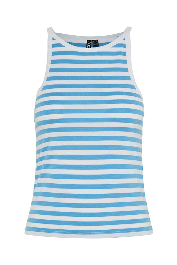 Pieces Top às riscas azul