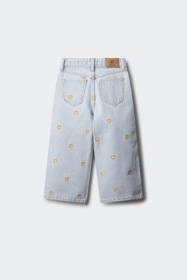 Springfield Kids Pantalon denim bordado flores ni&ntilde;a azul