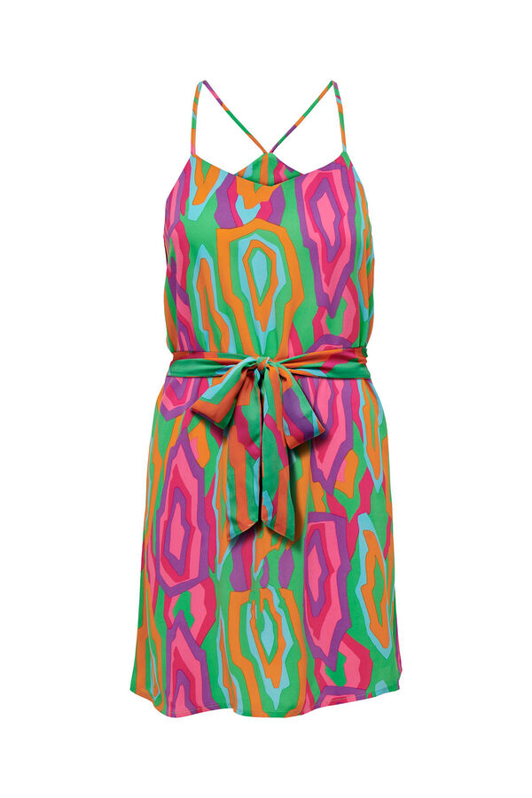 Only Vestido curto al&ccedil;as estampado verde