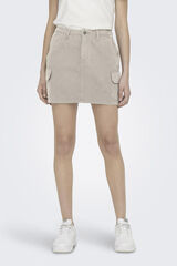 Only Falda mini cargo beige