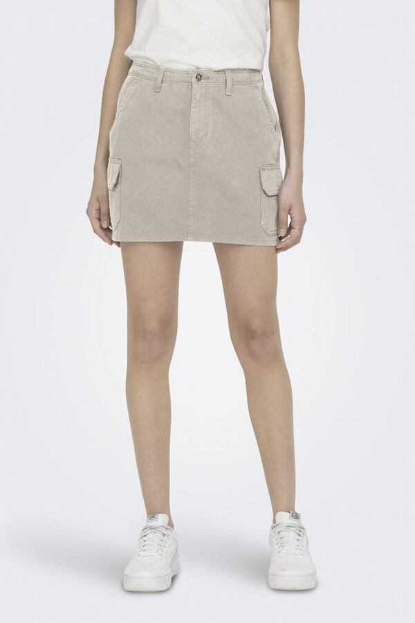 Only Falda mini cargo beige