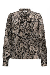 Only Blusa de cetim com la&ccedil;o castanho