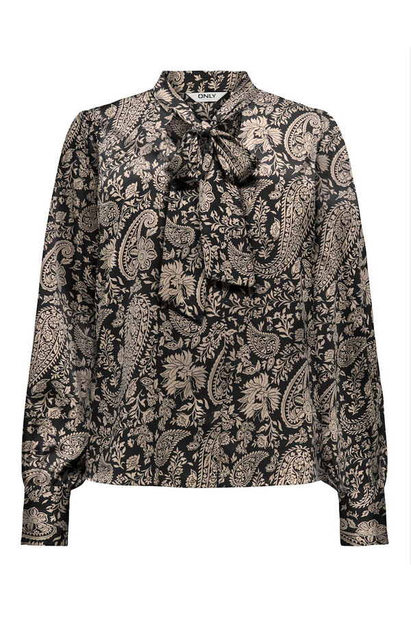 Only Blusa de cetim com la&ccedil;o castanho