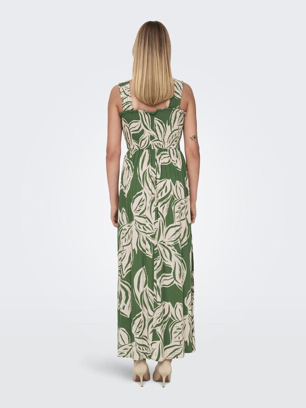 JDY Vestido largo detalle fruncido verde