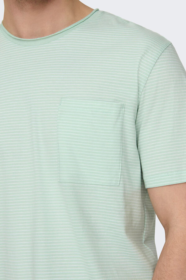 Only & Sons Camisola de manga curta com bolso cinzento