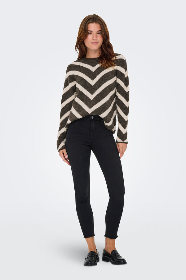 Only Jersey con estampado geom&eacute;trico marr&oacute;n