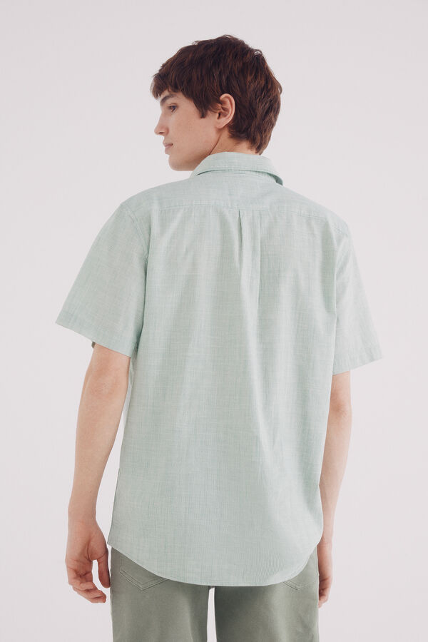 Springfield Camisa de algod&atilde;o de manga curta com micro listras verde