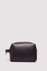 Springfield Bolsa de higiene casual com efeito pele marrom castanho