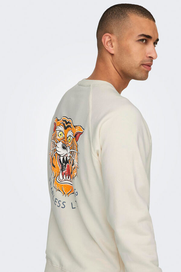 Only & Sons Sudadera de cuello redondo y print trasero blanco