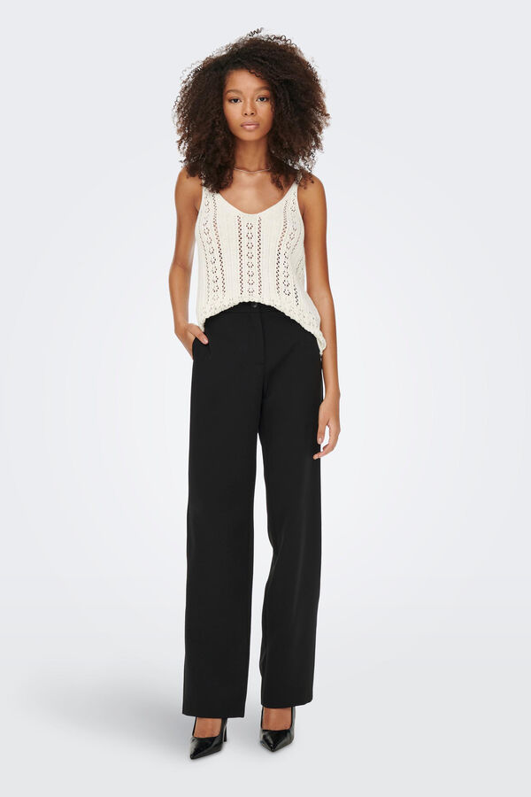 Only Calças retas de cintura média preto