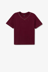 Tiffosi Camiseta con bordados y apliques burdeos