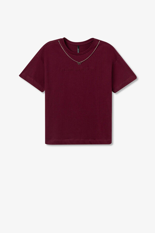 Tiffosi Camiseta con bordados y apliques burdeos