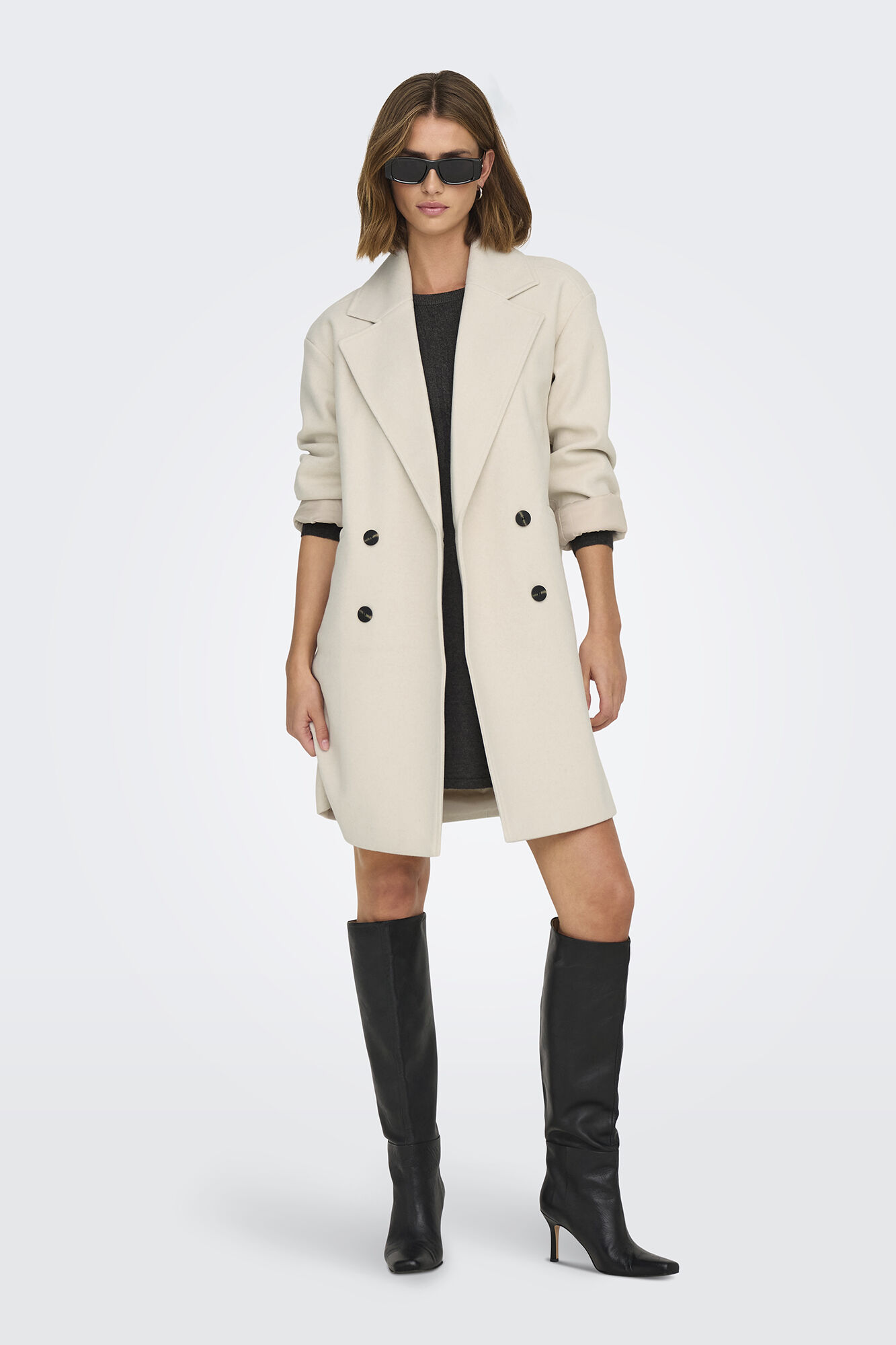 Only Abrigo de pa&ntilde;o cruzado