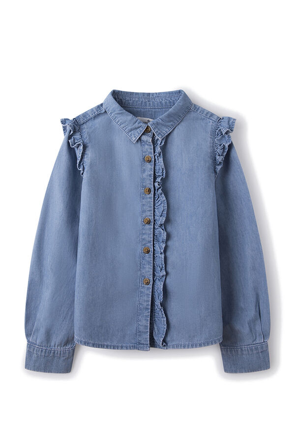 Springfield Blusa denim niña azul medio