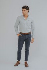 Celopman Camisa oxford de riscas finas verde