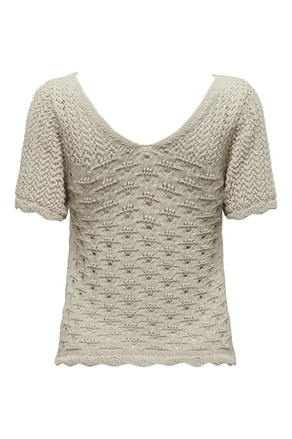 Only Top malha crochet  cinzento