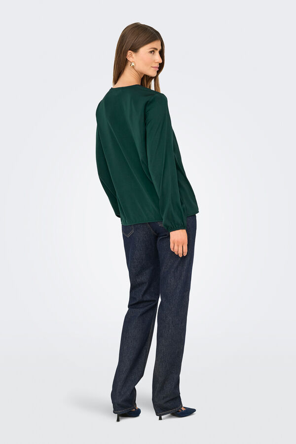 Only Blusa de manga comprida com punhos el&aacute;sticos verde