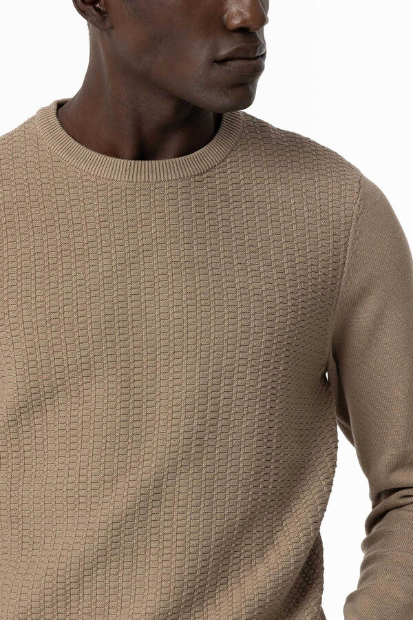 Tiffosi Camisola de Malha com Jacquard bege