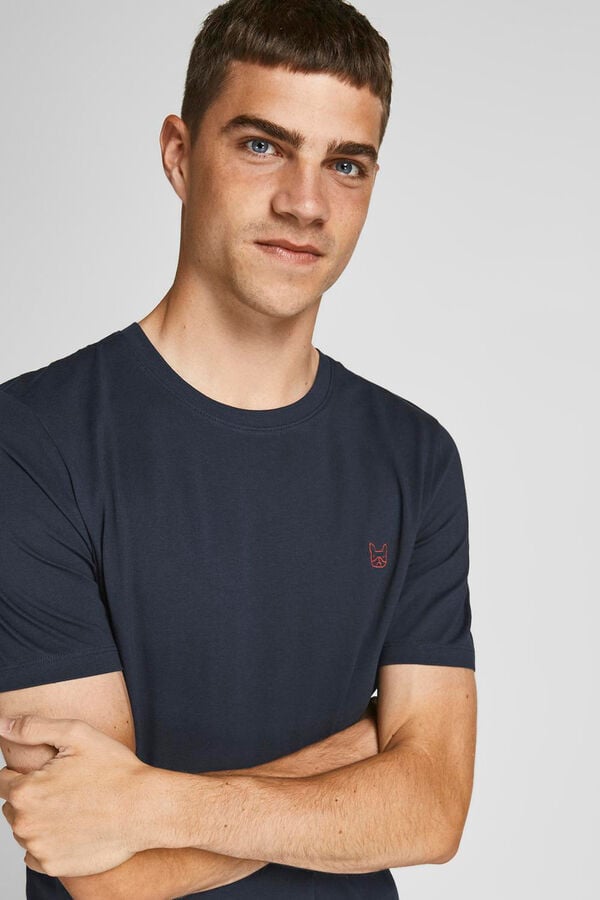 Jack & Jones Camiseta slim fit de algod&atilde;o azul