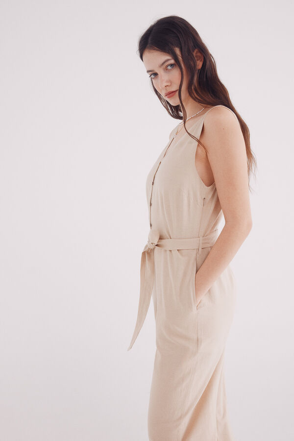 Springfield Macac&atilde;o al&ccedil;as de linho de algod&atilde;o castanho