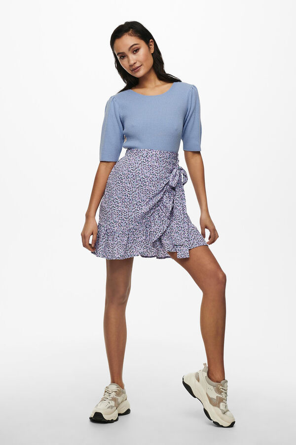 Only Saia curta folho rosa