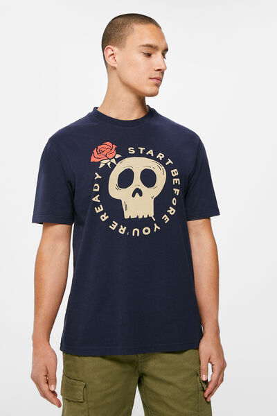 Springfield Camiseta calavera azul oscuro