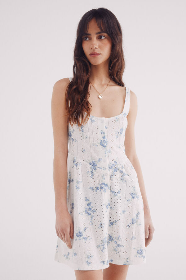 Springfield Vestido curto estampado corset branco