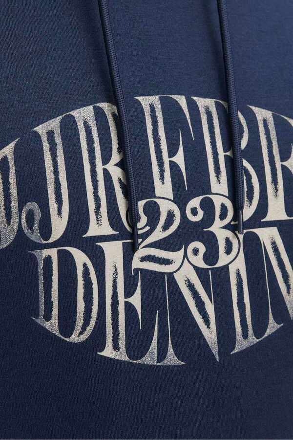 JJ REBEL Sweatshirt com capuz e estampado frontal azul