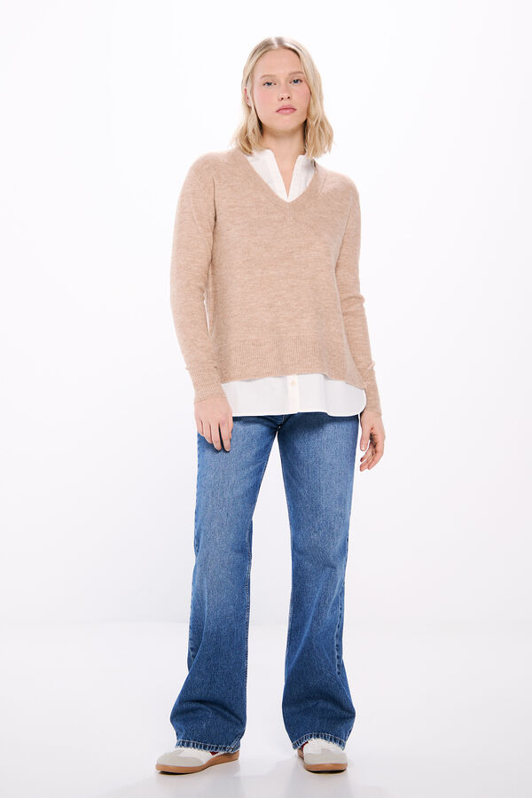 Springfield Suéter combinado com decote em bico  azul