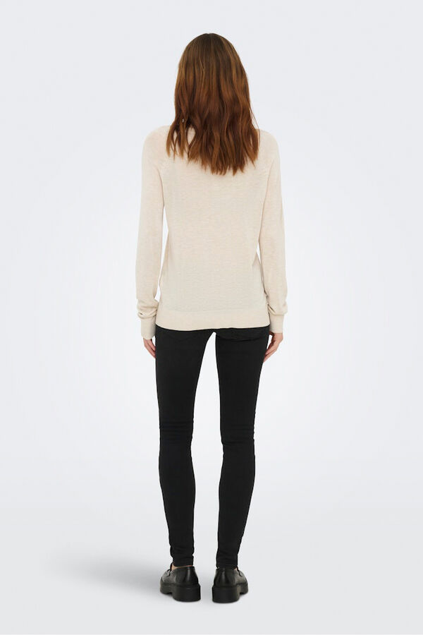 Only Jersey fino cuello de pico marfil