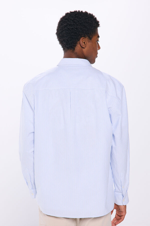 Springfield Camisa oxford riscas bordado azul