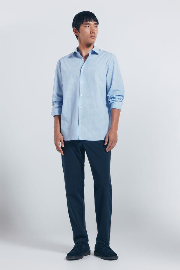 Springfield Camisa popelina xadrez azul